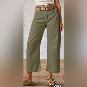 Flamingals Solid Stitch Detail Mid Waist Crop Straight Leg Jeans Size Large NWT